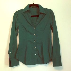 Express Design Emerald Green Button Down Blouse